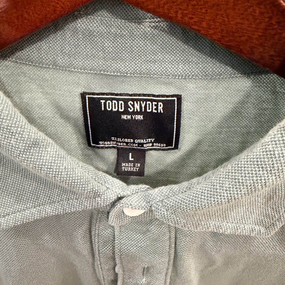 Todd Snyder Sage Green Polo Shirt Mens Large - Picture 2 of 8